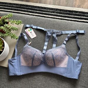 NWT U.LIKE Luxurious Blue Lace Padded Bra